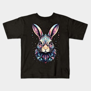 Blue, Pink And Yellow Geometrical Bunny Kids T-Shirt